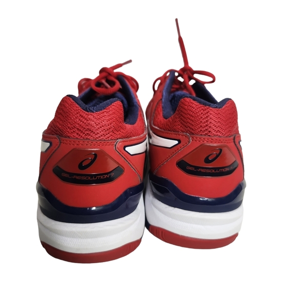 ASICS Mens Gel-Resolution 7 Tennis Shoe Red/White/Indigo Blue Size 15  main image 9